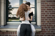 Kissing teenage couple