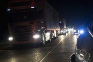 Traffic jam on motorway by night