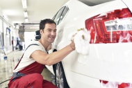 Car cleaning, man cleaning car