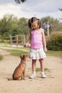 Little girl with her dog