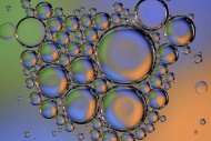 Water bubbles on oil