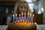 Lighted candles on a birthday...