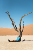Namibia, Namib Desert, man re...