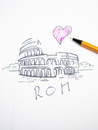 Colosseum in Rome, drawn, hea...