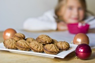 Christmas baubles and plate o...