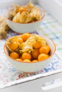 Physalis in bowl on tray
