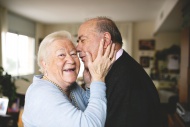 Affectionate senior couple at...