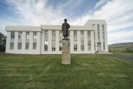 Iceland, Reykholt, statue of ...