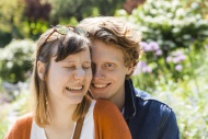 Happy young couple outdoors