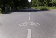 Road with bicycle sign