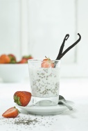 Chia pudding with fresh straw...
