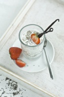 Chia pudding with fresh straw...