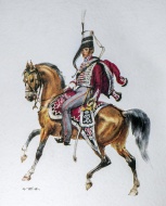 Hussar officer on horseback i...