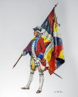 Soldier with flag of the Swis...