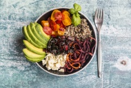 Lunch bowl of quinoa tricolor...