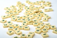 Scrabble tiles thrown down in...