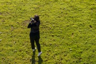 Aerial View on a Golfer Takin...