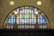 Stained glass window with the...