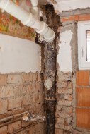 Old sewage pipe, uncovered in...