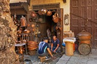 Moroccan coppersmiths working...