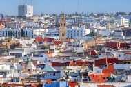 Aerial view over medina and t...