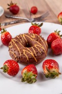 A delicious chocolate donut o...