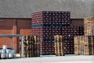 Stacked beer crates at trappi...