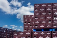 Stacked beer crates at trappi...