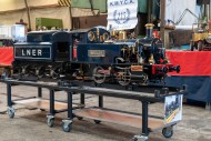 Model steam locomotive in wor...