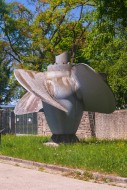 A silver-gray Francis turbine...