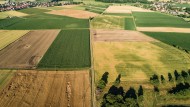 Aerial view of grain fields w...