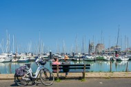 Couple of cyclists resting on...