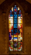 Stained glass window at necro...