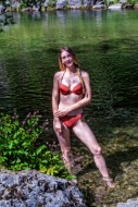 Young woman wearing bikini ba...