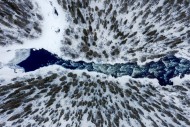 Aerial view over rapids in th...