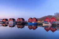 Red wooden boathouses / boat ...